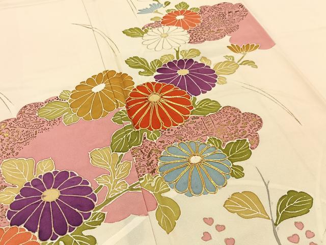 平和屋着物■訪問着 駒刺繍 枝花文 金彩 正絹 逸品 BAAW9008hj