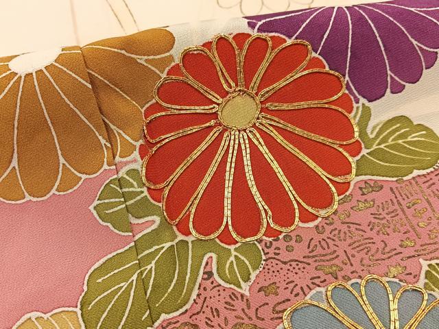 平和屋着物■訪問着 駒刺繍 枝花文 金彩 正絹 逸品 BAAW9008hj