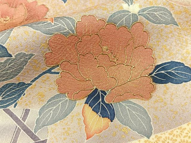 平和屋着物■訪問着 重ね山牡丹花文 金彩 正絹 逸品 BAAW9011hj