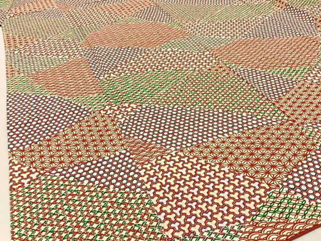 平和屋着物■上質な小紋 切嵌有職文 鬼しぼ縮緬 正絹 逸品 BAAW9013hj