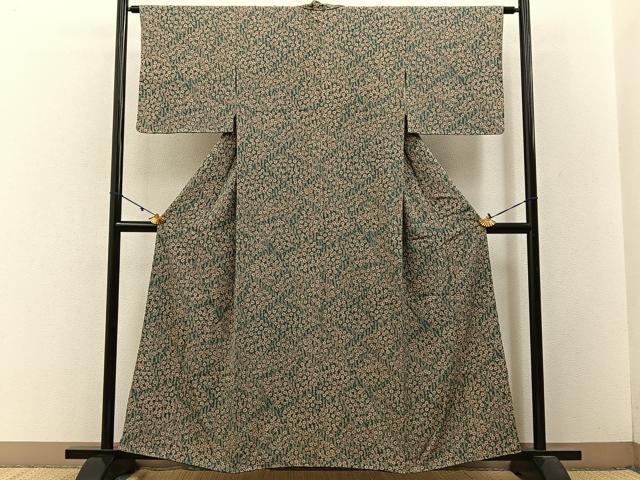 平和屋着物■上質な小紋 草花文 正絹 逸品 BAAW9017hj
