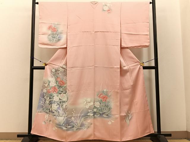 平和屋着物■訪問着 刺繍 流水花鳥文 暈し染め 正絹 逸品 未使用 BAAW9019hj
