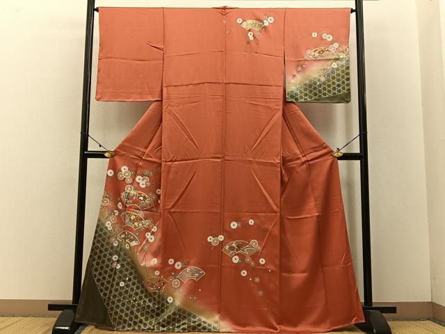平和屋着物■訪問着 地紙貝桶花文 暈し染め 金銀彩 正絹 逸品 BAAW9020hj