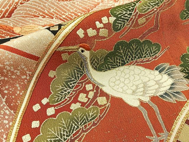 平和屋着物■豪華黒留袖 駒刺繍 群鶴扇面花文 金銀彩 正絹 逸品 BAAW9033hj