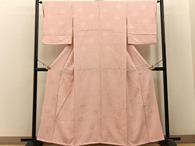 平和屋着物■上質な色無地 菊地紋 肌色 正絹 逸品 BAAW9035hj