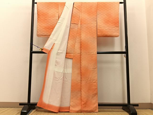 平和屋着物■上質な小紋 青海波地紋 暈し染め 正絹 逸品 BAAW9065hj