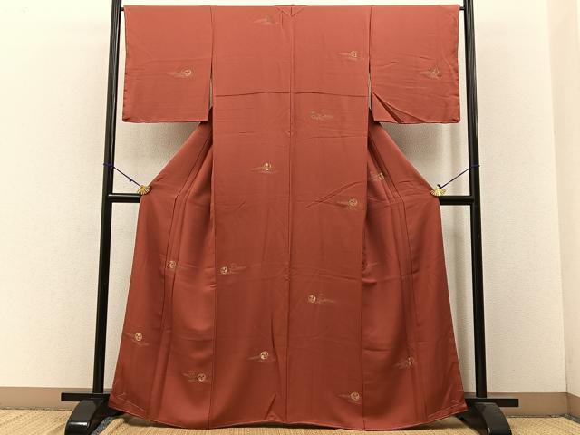 平和屋着物■上質な小紋 寿光織 三つ巴 金銀糸 正絹 逸品 未使用 BAAW9068hj