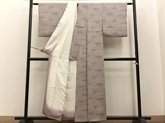 平和屋着物■人間国宝 初代 六谷梅軒(六谷紀久男)錐彫り 重要無形文化 財伊勢型紙 江戸小紋 梅菊文 正絹 逸品 BAAW9073hj