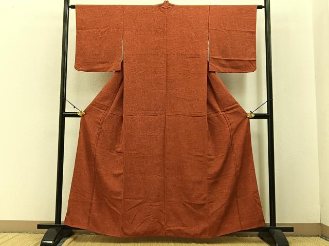 平和屋着物■上質な小紋 手描き 竹垣文 正絹 逸品 BAAW9091hj
