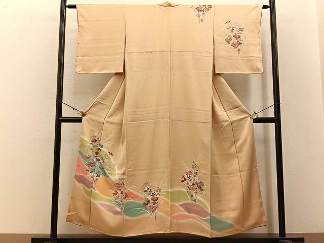 平和屋着物■訪問着 草花文 暈し染め 金彩 正絹 逸品 未使用 BAAW9127hj