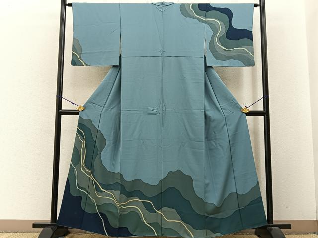 平和屋着物■訪問着 道長文様 鬼しぼ縮緬 正絹 逸品 BAAW9137hj