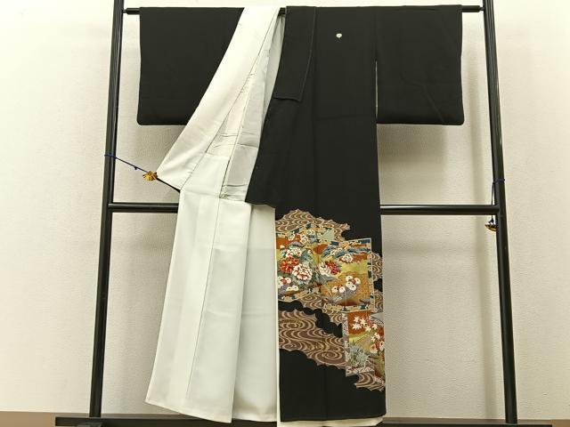 平和屋着物■豪華黒留袖 作家物 刺繍 屏風花鳥文 金彩 正絹 逸品 BAAW9165hj