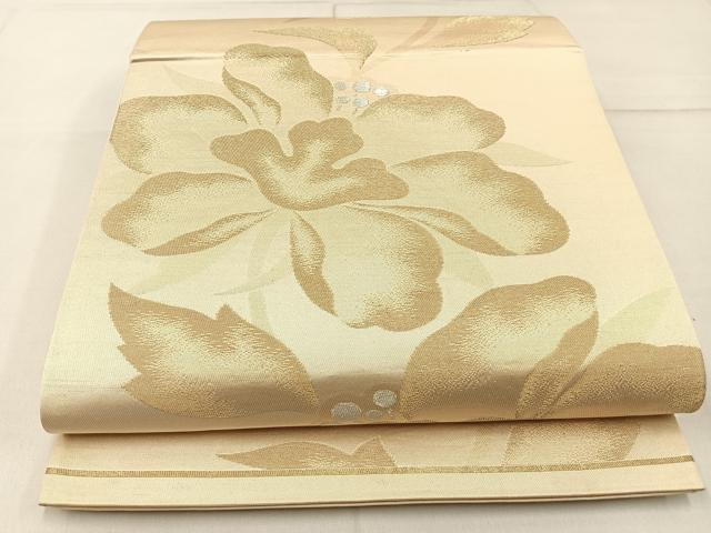平和屋着物◎六通柄袋帯 花 金銀糸 正絹 逸品 BAAW9180hj