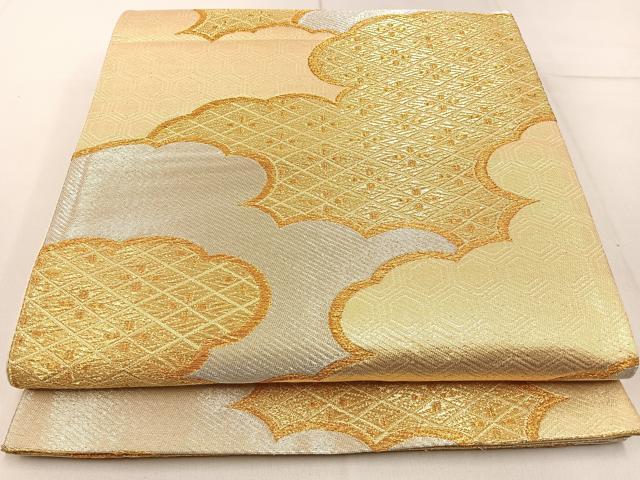 平和屋着物◎六通柄袋帯 雲重ね文 金銀糸 正絹 逸品 BAAW9188hj