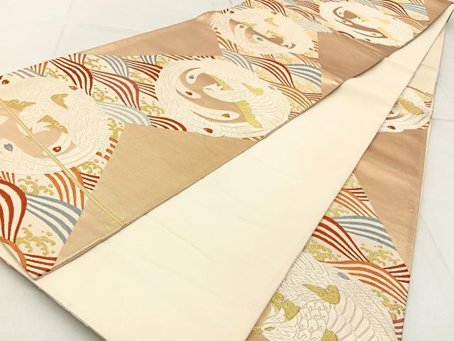 平和屋着物◎六通柄袋帯 唐織 鳳凰 金糸 正絹 逸品 BAAW9198hj