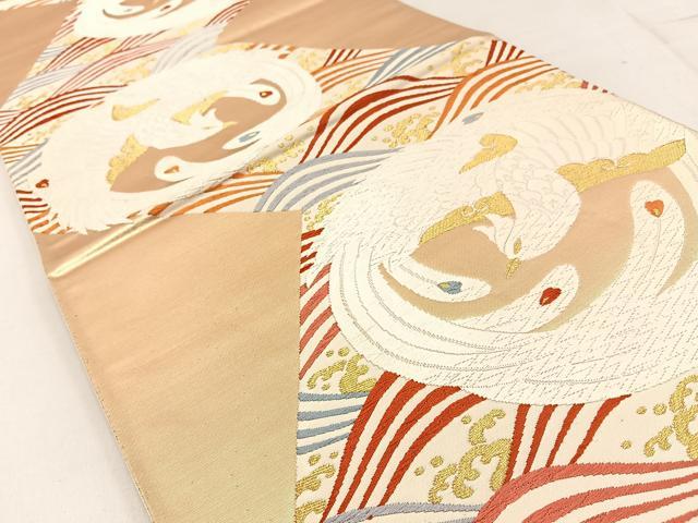 平和屋着物◎六通柄袋帯 唐織 鳳凰 金糸 正絹 逸品 BAAW9198hj