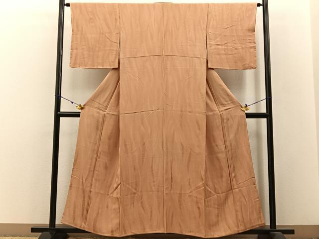 平和屋着物■上質な色無地 草花地紋 小麦色 正絹 逸品 BAAW9238hj