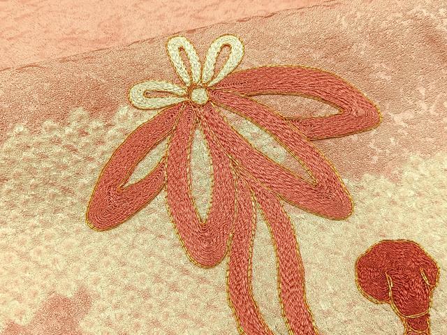 平和屋着物■訪問着 駒刺繍 絞り 七宝結び紐文 正絹 逸品 未使用 BAAW9242hj