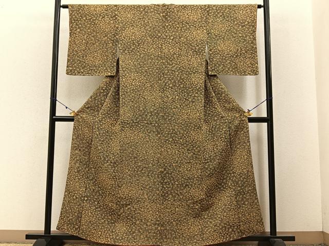 平和屋着物■上質な小紋 扇面尽くし 鬼しぼ縮緬 正絹 逸品 BAAW9246hj