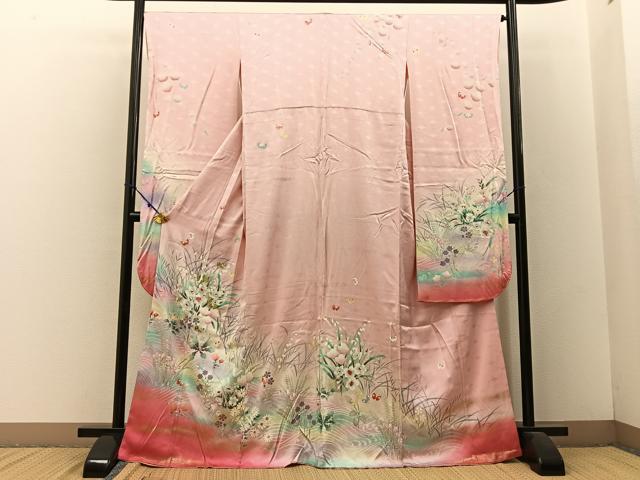 平和屋着物■豪華振袖 駒刺繍 花蝶文 暈し染め 金銀彩 正絹 逸品 BAAW9251hj