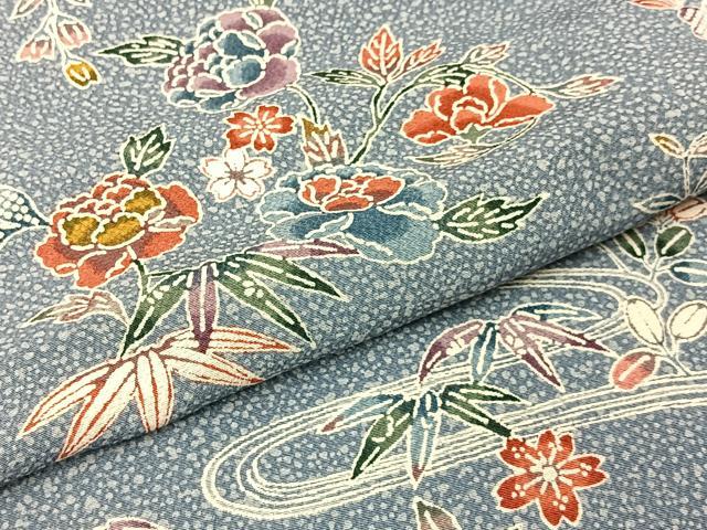 平和屋着物■上質な小紋 型染め 流水花文 正絹 逸品 BAAW9257hj
