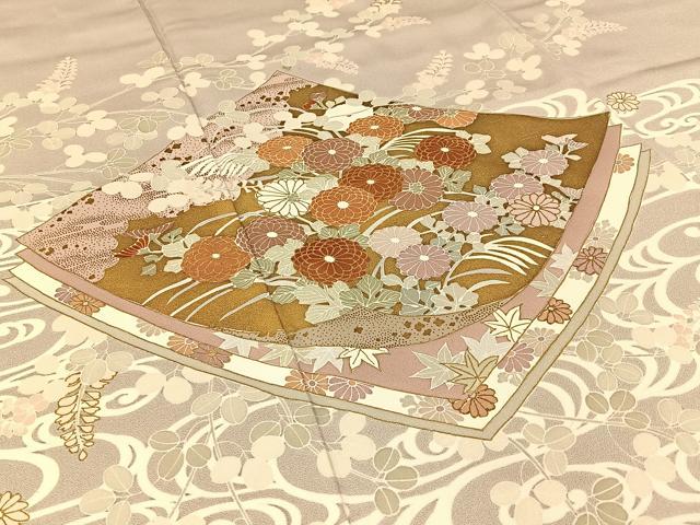 平和屋着物■豪華色留袖 色紙重ね光琳水花文 金彩 正絹 逸品 BAAW9259hj