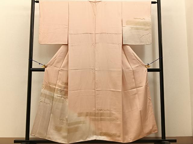 平和屋着物■訪問着 刺繍 枝花文 暈し染め 金彩 正絹 逸品 BAAW9263hj