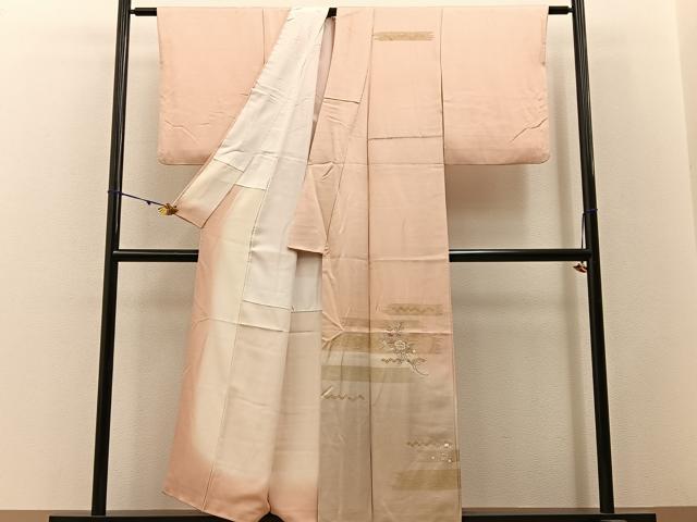 平和屋着物■訪問着 刺繍 枝花文 暈し染め 金彩 正絹 逸品 BAAW9263hj