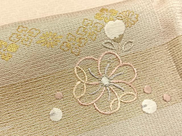 平和屋着物■訪問着 刺繍 枝花文 暈し染め 金彩 正絹 逸品 BAAW9263hj