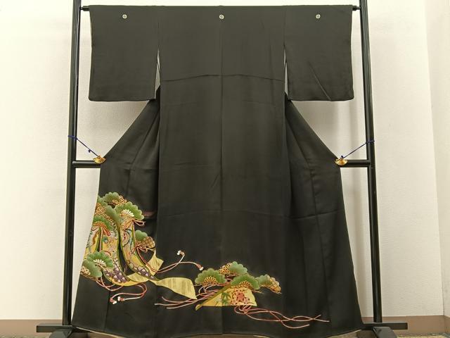 平和屋着物■豪華黒留袖 刺繍 松竹梅 鳳凰几帳文 金彩 正絹 逸品 BAAW9264hj