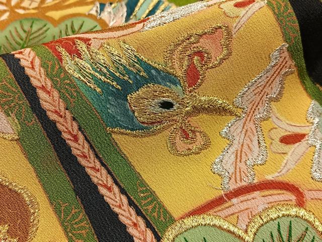 平和屋着物■豪華黒留袖 刺繍 松竹梅 鳳凰几帳文 金彩 正絹 逸品 BAAW9264hj