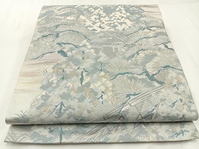 平和屋着物◎六通柄袋帯 光悦庵 銀糸 正絹 逸品 BAAW9347hj