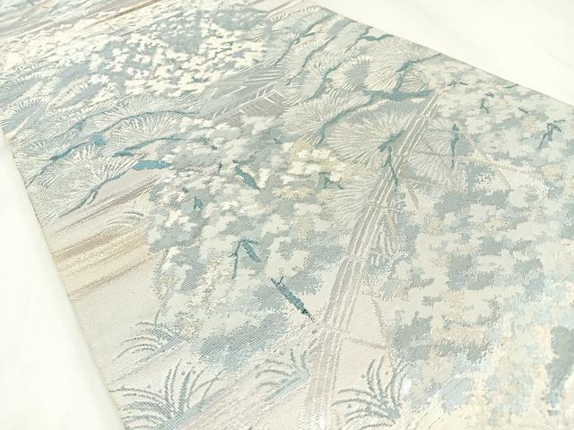 平和屋着物◎六通柄袋帯 光悦庵 銀糸 正絹 逸品 BAAW9347hj