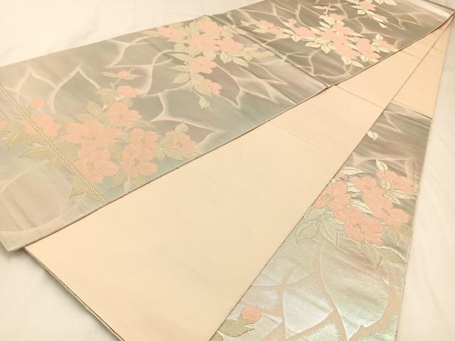 平和屋着物◎六通柄袋帯 草花文 金銀糸 やまとオリジナル 正絹 逸品 BAAW9351hj