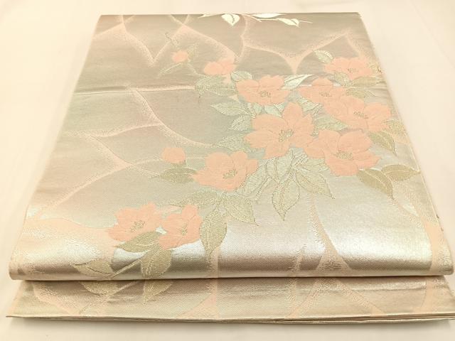 平和屋着物◎六通柄袋帯 草花文 金銀糸 やまとオリジナル 正絹 逸品 BAAW9351hj