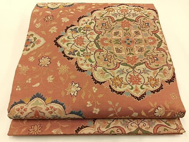 平和屋着物◎六通柄袋帯 宝相華 金糸 正絹 逸品 BAAW9357hj