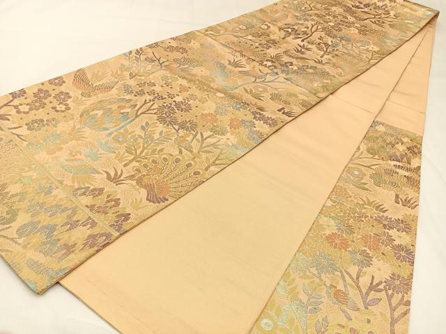 平和屋着物◎六通柄袋帯 花鳥文 金銀糸 正絹 逸品 BAAW9371hj