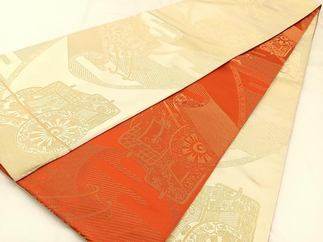 平和屋着物◎両面 全通柄袋帯 源氏物語 金糸 正絹 逸品 BAAW9407hj
