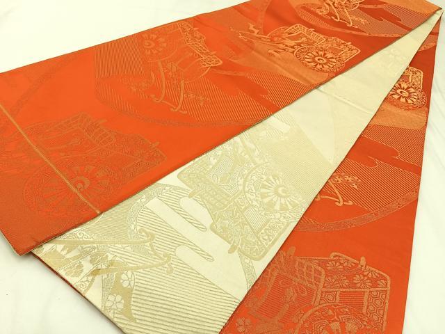 平和屋着物◎両面 全通柄袋帯 源氏物語 金糸 正絹 逸品 BAAW9407hj