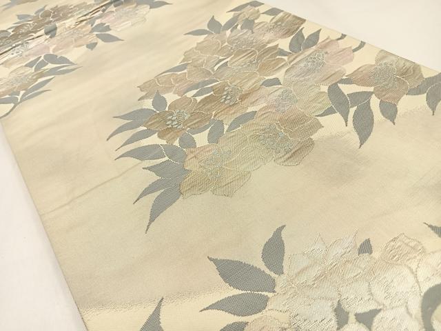 平和屋着物◎六通柄袋帯 草花文 金銀糸 引箔 正絹 逸品 BAAW9415hj