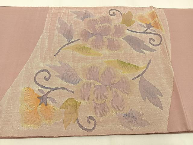 平和屋着物◎太鼓柄袋帯 すくい織 花鳥文 正絹 逸品 BAAW9424hj