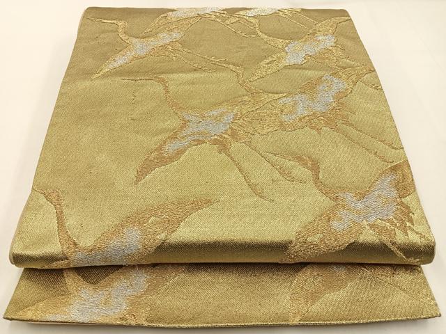 平和屋着物◎六通柄袋帯 飛鶴文 金銀糸 正絹 逸品 BAAW9426hj