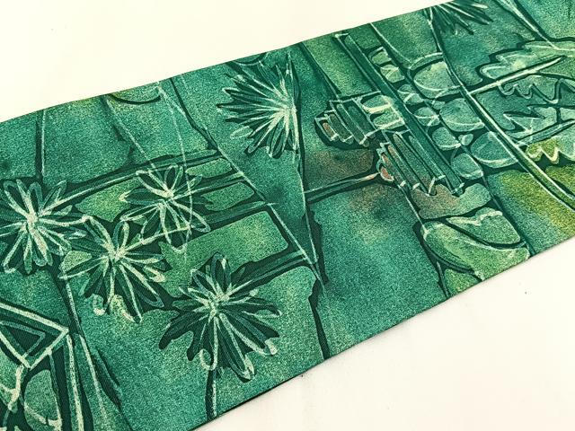 平和屋着物◎全通柄九寸名古屋帯 ろうけつ染め 風景文 正絹 逸品 BAAW9437hj