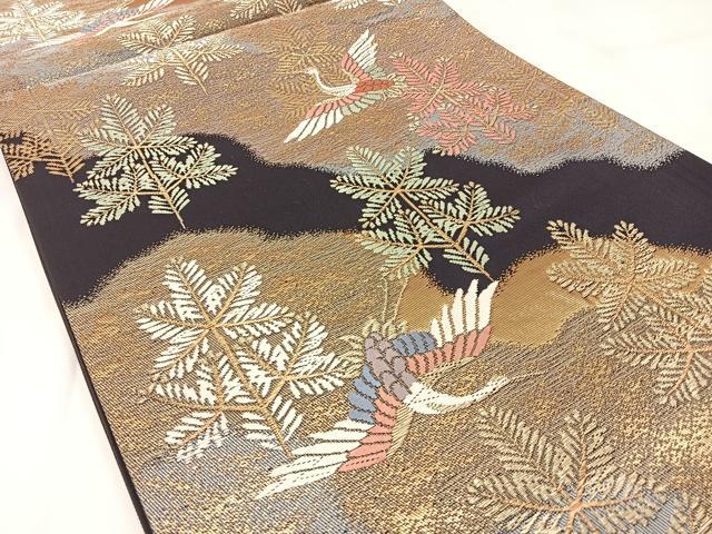 平和屋着物◎六通柄袋帯 唐織 飛鶴文 金糸 正絹 逸品 BAAW9447hj