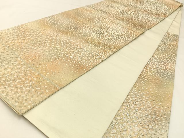 平和屋着物◎六通柄袋帯 唐織 あられ文様 金銀糸 正絹 逸品 BAAW9454hj