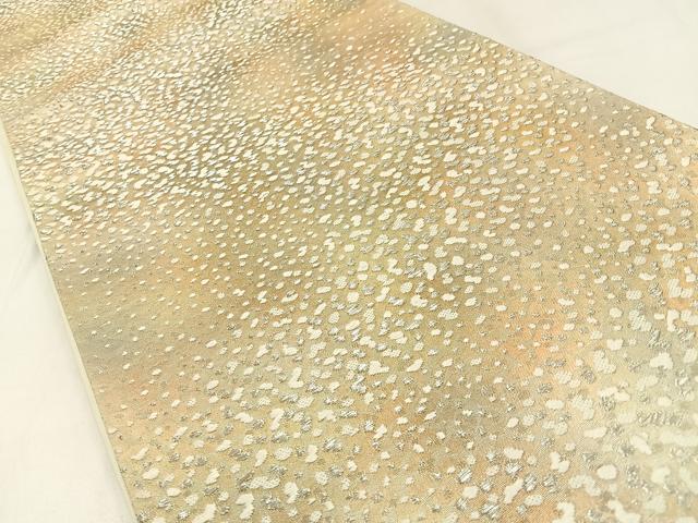 平和屋着物◎六通柄袋帯 唐織 あられ文様 金銀糸 正絹 逸品 BAAW9454hj