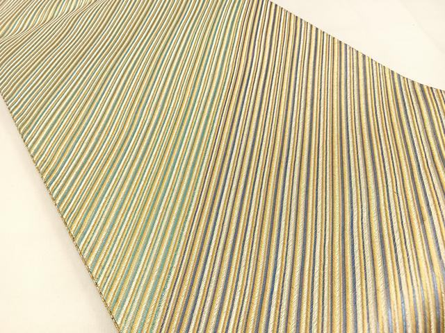 平和屋着物◎両面 両方向 全通柄袋帯 色変り 斜線文 金銀糸 正絹 逸品 BAAW9456hj