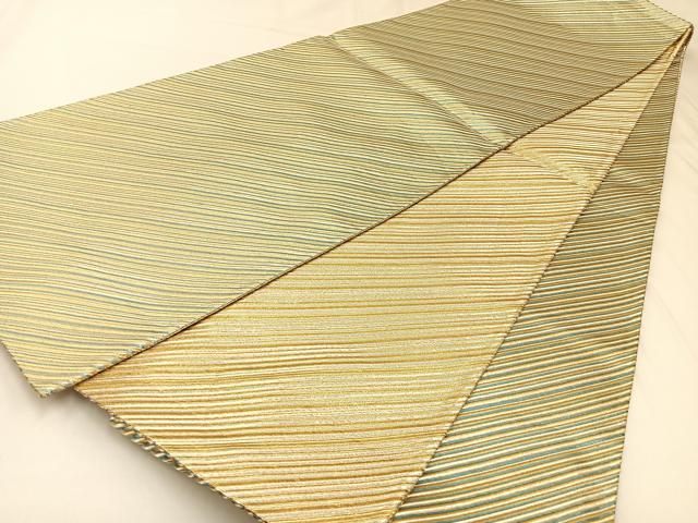 平和屋着物◎両面 両方向 全通柄袋帯 色変り 斜線文 金銀糸 正絹 逸品 BAAW9456hj