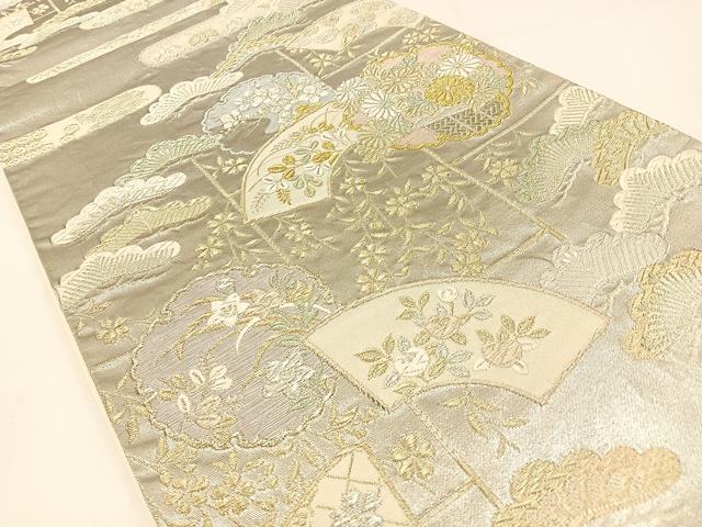 平和屋着物◎六通柄袋帯 唐織 福寿 プラチナ箔 正絹 逸品 BAAW9477hj