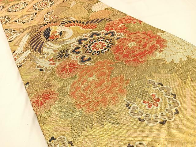 平和屋着物◎佐賀錦 全通柄袋帯 鳳凰花文 金糸 正絹 逸品 BAAW9501hj